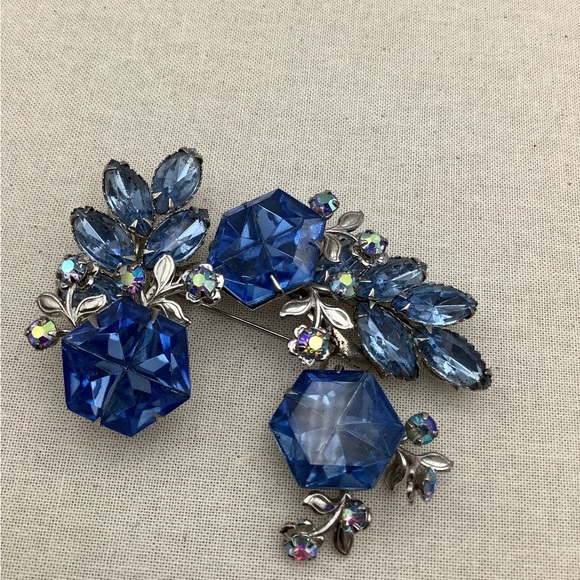 Vintage Deep Blue Juliana Brooch fifties Vintage - Picture 4 of 5